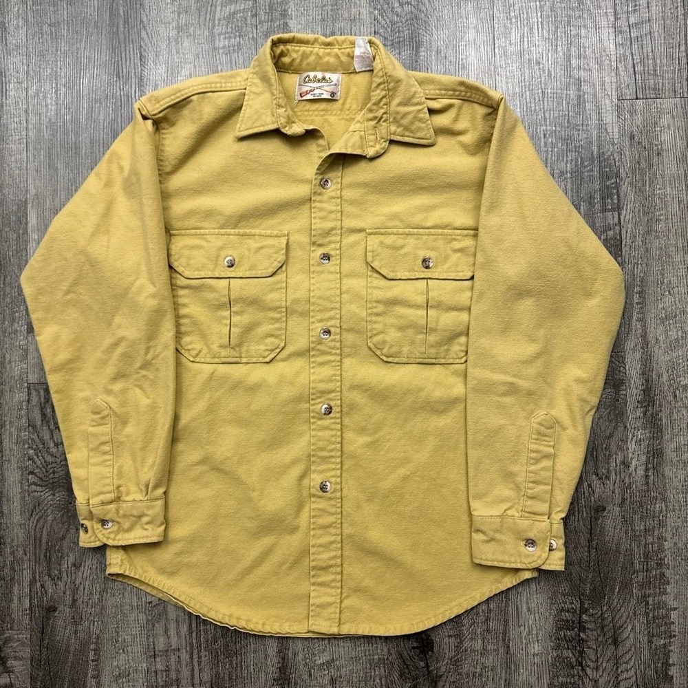 Vintage Cabela's Chamois Cloth Button Shirt Made in USA Sz M
